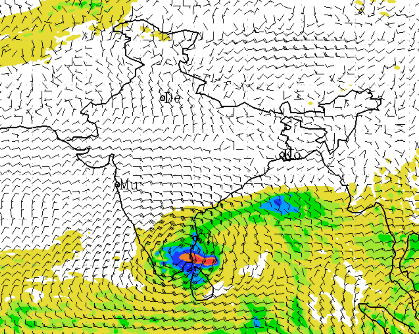 Formation Of A Low Pressure Area Over Southeast Bay Of Bengal