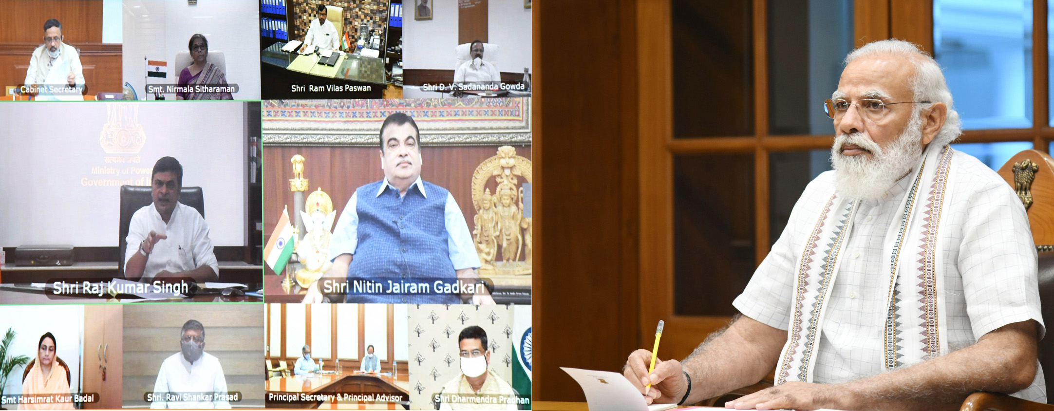 Prime Minister, Narendra Modi chairing the Cabinet meeting, via video conferencing