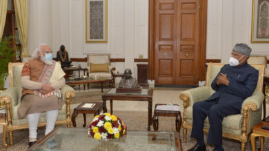 Narendra Modi calling on the President, Shri Ram Nath Kovind, at Rashtrapati Bhavan