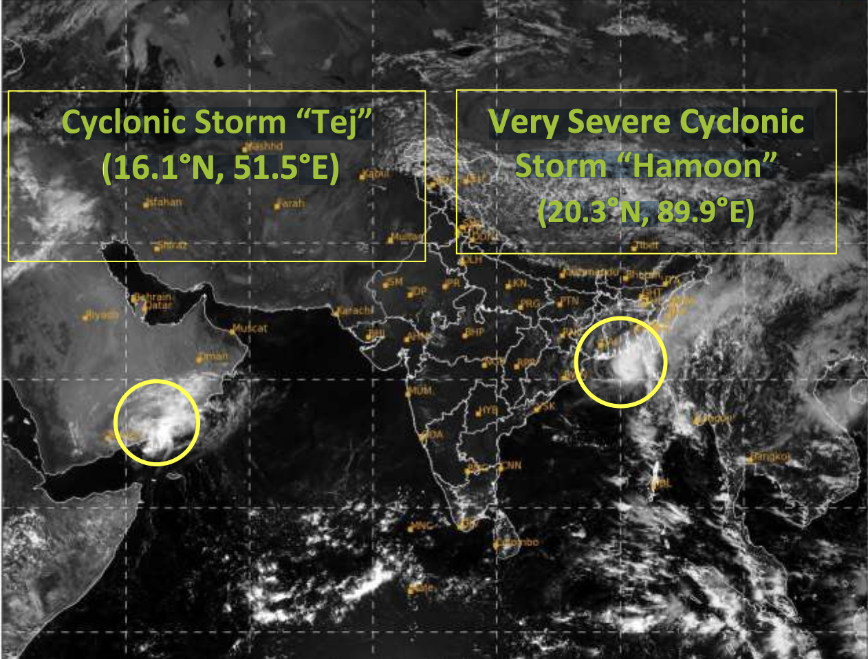 Cyclonic Activity in the Arabian Sea and Bay of Bengal